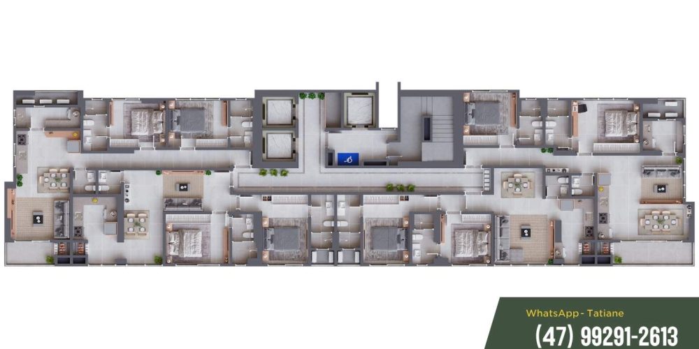 Living integrado do flat do Residencial Di Maiori, Itapema/SC